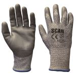  SCAN Grey PU Coated Gloves | Cut resistant