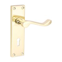 Victorian Scroll Lock Handle Polished Brass